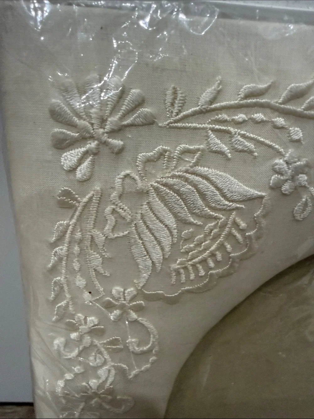 Cream Decorative Fabric Embossed Oval Photo Frames. Embroidered fabric.